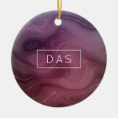 Sangria Strata | Moody Pink und Lila Luxe Agate Keramik Ornament (Vorne)