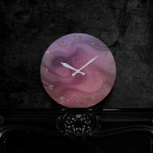 Sangria Strata | Moody Pink und Lila Luxe Agate Runde Wanduhr