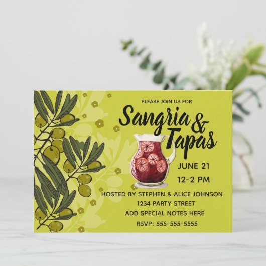 Sangria & Tapas Party Einladung (Stehend Vorderseite)