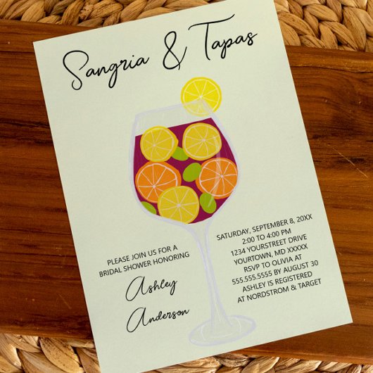 Sangria & Tapas Spanish Cocktail Bridal Shower Einladung