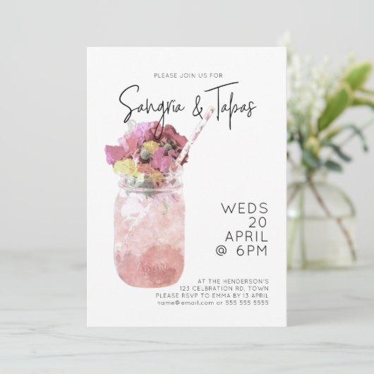 Sangria & Tapas Summer Cocktail Party Bright Pink Einladung (Stehend Vorderseite)