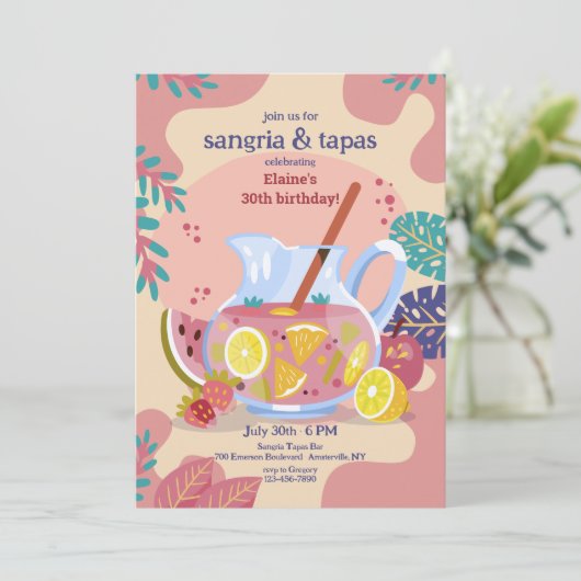 Sangria Time Einladung (Stehend Vorderseite)