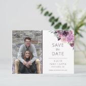 Sangria und Mauve Rose Foto Save the Date | (Stehend Vorderseite)