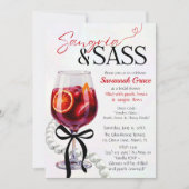 Sangria und Sass Brautparty Perlen und Bogen Einladung (Vorderseite)