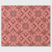 Sangria Viktorianische Blume Lattice Design Style Geschenkpapier (Flach)