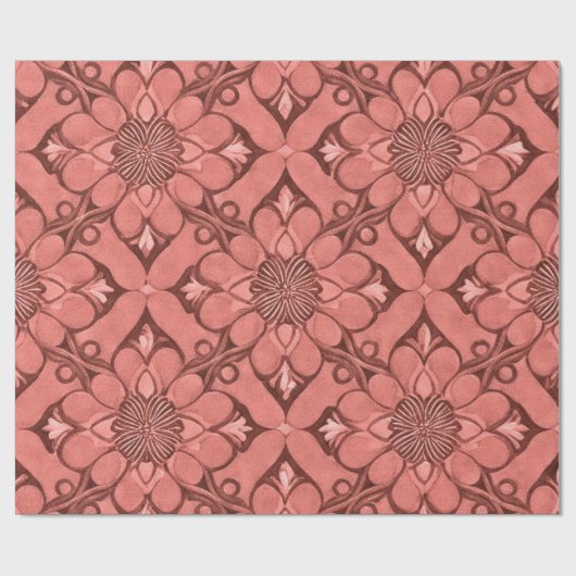 Sangria Viktorianische Blume Lattice Design Style Geschenkpapier (Flach)