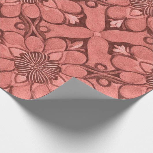 Sangria Viktorianische Blume Lattice Design Style Geschenkpapier (Ecke)