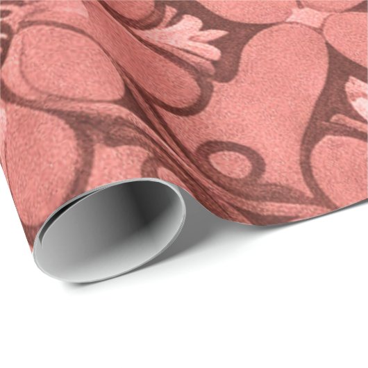 Sangria Viktorianische Blume Lattice Design Style Geschenkpapier (Rolleneckpunkt)