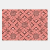Sangria Viktorianische Blume Lattice Design Style Geschenkpapier Set (Vorderseite 2)