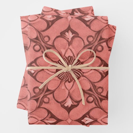 Sangria Viktorianische Blume Lattice Design Style Geschenkpapier Set (Beispiel)