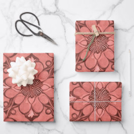 Sangria Viktorianische Blume Lattice Design Style Geschenkpapier Set