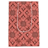 Sangria Viktorianische Blume Lattice Design Style Mittlere Geschenktüte (Rückseite)