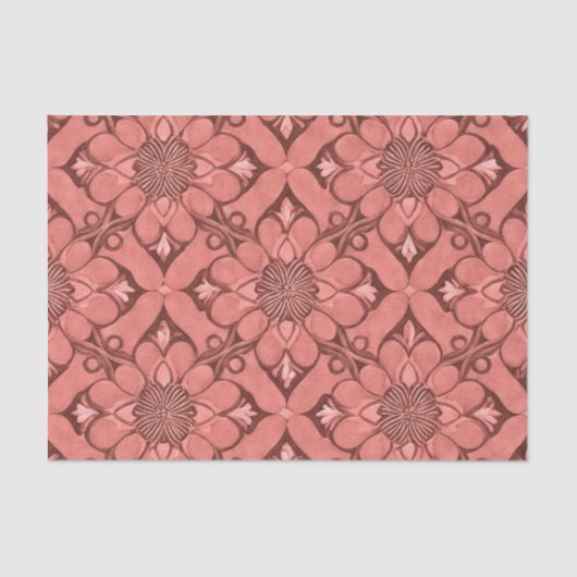 Sangria Viktorianische Blume Lattice Design Style Seidenpapier (Vorderseite)
