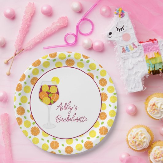 Sangria Wedding, Bachelorette oder Brautparty Pappteller (Party)