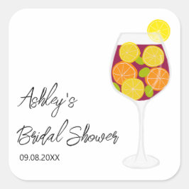 Sangria Wedding, Bachelorette oder Brautparty Quadratischer Aufkleber
