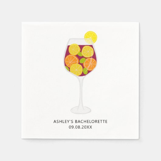 Sangria Wedding, Bachelorette oder Brautparty Serviette (Vorderseite)