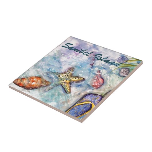 Sanibel Insel-Aquarell-Florida-Kunst Fliese (Seite)