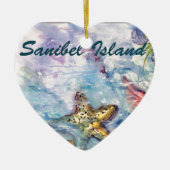 Sanibel Insel-Aquarell-Florida-Kunst Keramik Ornament (Vorne)
