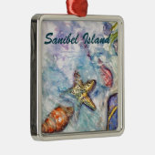 Sanibel Insel-Aquarell-Florida-Kunst Ornament Aus Metall (Rechts)
