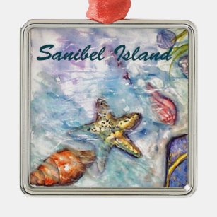 Sanibel Insel-Aquarell-Florida-Kunst Ornament Aus Metall