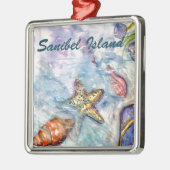 Sanibel Insel-Aquarell-Florida-Kunst Ornament Aus Metall (Links)