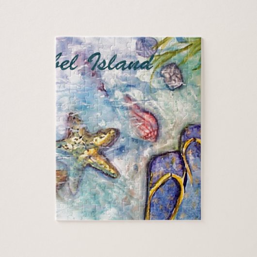 Sanibel Insel-Aquarell-Florida-Kunst Puzzle (Vertikal)