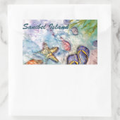 Sanibel Insel-Aquarell-Florida-Kunst Rechteckiger Aufkleber (Tasche)