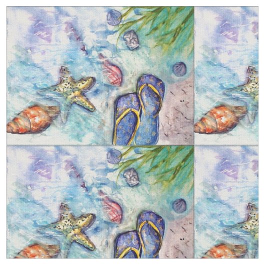 Sanibel Insel drehen Reinfall Watercolormalerei um Stoff (Nahaufnahme)