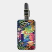 Sanibel Insel-Flamingo-Kunst Gepäckanhänger (Vorderseite vertikal)