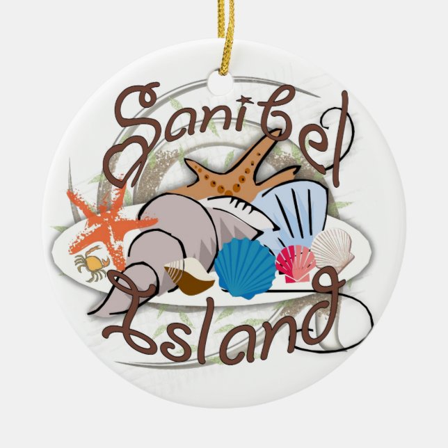 Sanibel Insel-Floridaseashellentwurf Keramik Ornament (Vorne)