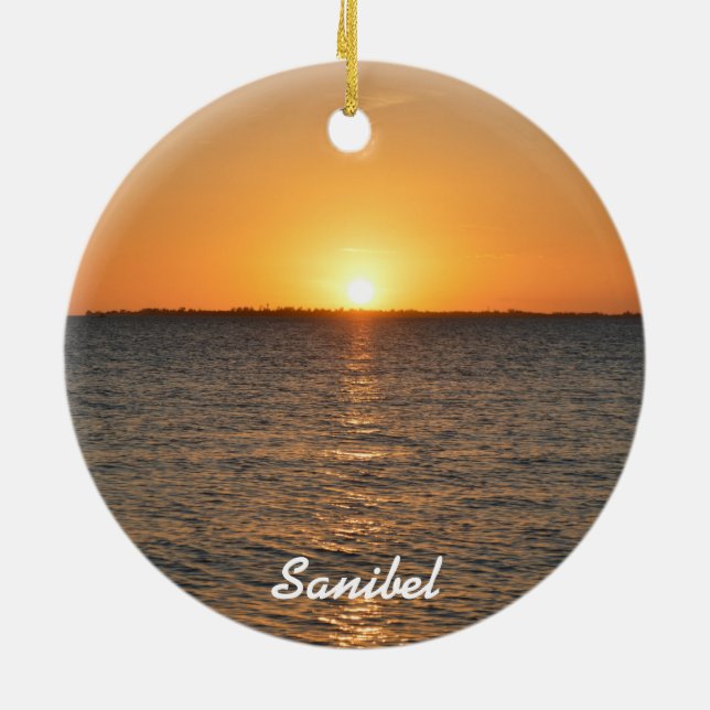 Sanibel Insel-Sonnenuntergang-Weihnachtsverzierung Keramik Ornament (Hinten)