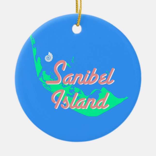 Sanibel Inselkarten-Konturentwurf Keramikornament (Vorne)
