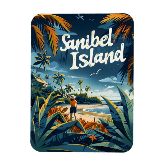 Sanibel Island Beach Vintag Magnet (Vertikal)
