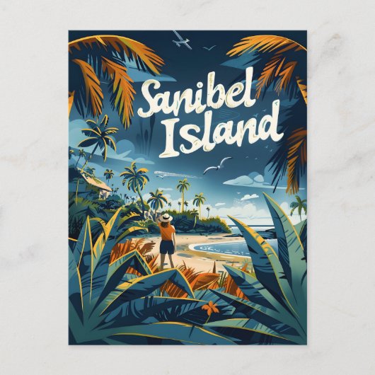 Sanibel Island Beach Vintag Postkarte (Vorderseite)