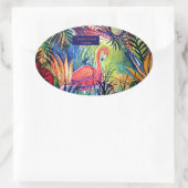 Sanibel Island Flamingo Art Ovaler Aufkleber (Tasche)