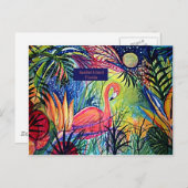 Sanibel Island Flamingo Art Postkarte (Vorne/Hinten)