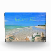 Sanibel Island Florida Beach mit Fall Pumpkins Fotoblock (Vorderseite)