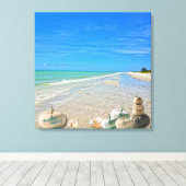 Sanibel Island Florida Beach mit Fall Pumpkins Leinwanddruck (Insitu (Holzboden))
