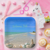 Sanibel Island Florida Beach mit Fall Pumpkins Pappteller (Party)