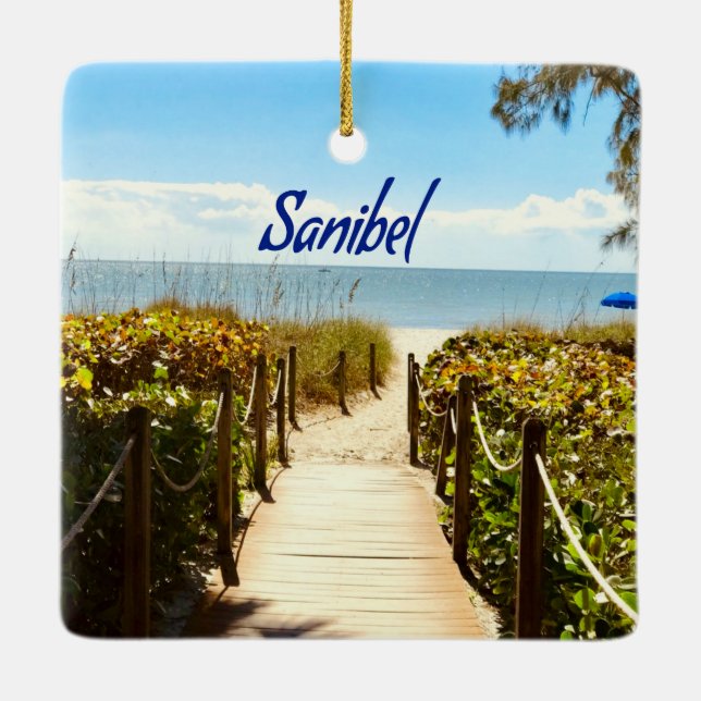Sanibel Island Florida Beach Ocean Keramikornament (Rückseite)