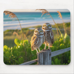 Sanibel Island Florida ein paar aufkeimende Eule Mousepad