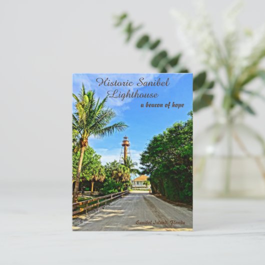 Sanibel Island Florida Lighthouse Beacon of Hope Postkarte (Stehend Vorderseite)