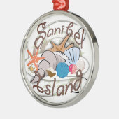 Sanibel Island Florida Muscheldekoration Silbernes Ornament (Links)