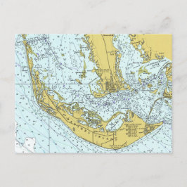 Sanibel Island Florida Nautical Map Postkarte
