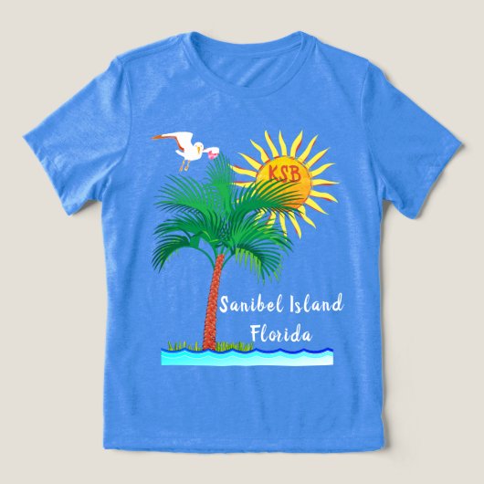 Sanibel Island Florida Palm Tree and Sunshine Tri-Blend Shirt (Design Vorderseite)