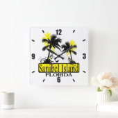 Sanibel Island Florida Palmen Wanduhr (Zuhause)