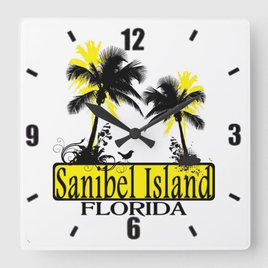 Sanibel Island Florida Palmen Wanduhr (Vorderseite)