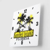 Sanibel Island Florida Palmen Wanduhr (Winkel)