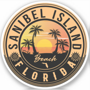 Sanibel Island Florida Retro Sunset Souvenirs Aufkleber