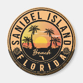 Sanibel Island Florida Retro Sunset Souvenirs Magnet (Vorne)